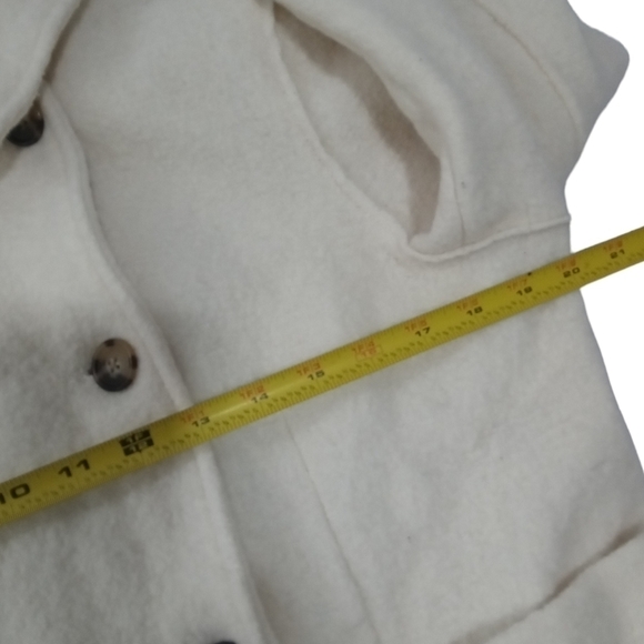 J Crew Women’s Wool Ivory Stadium Double Breasted Patch Pocket PeaCoat SZ 14 - Picture 7 of 9